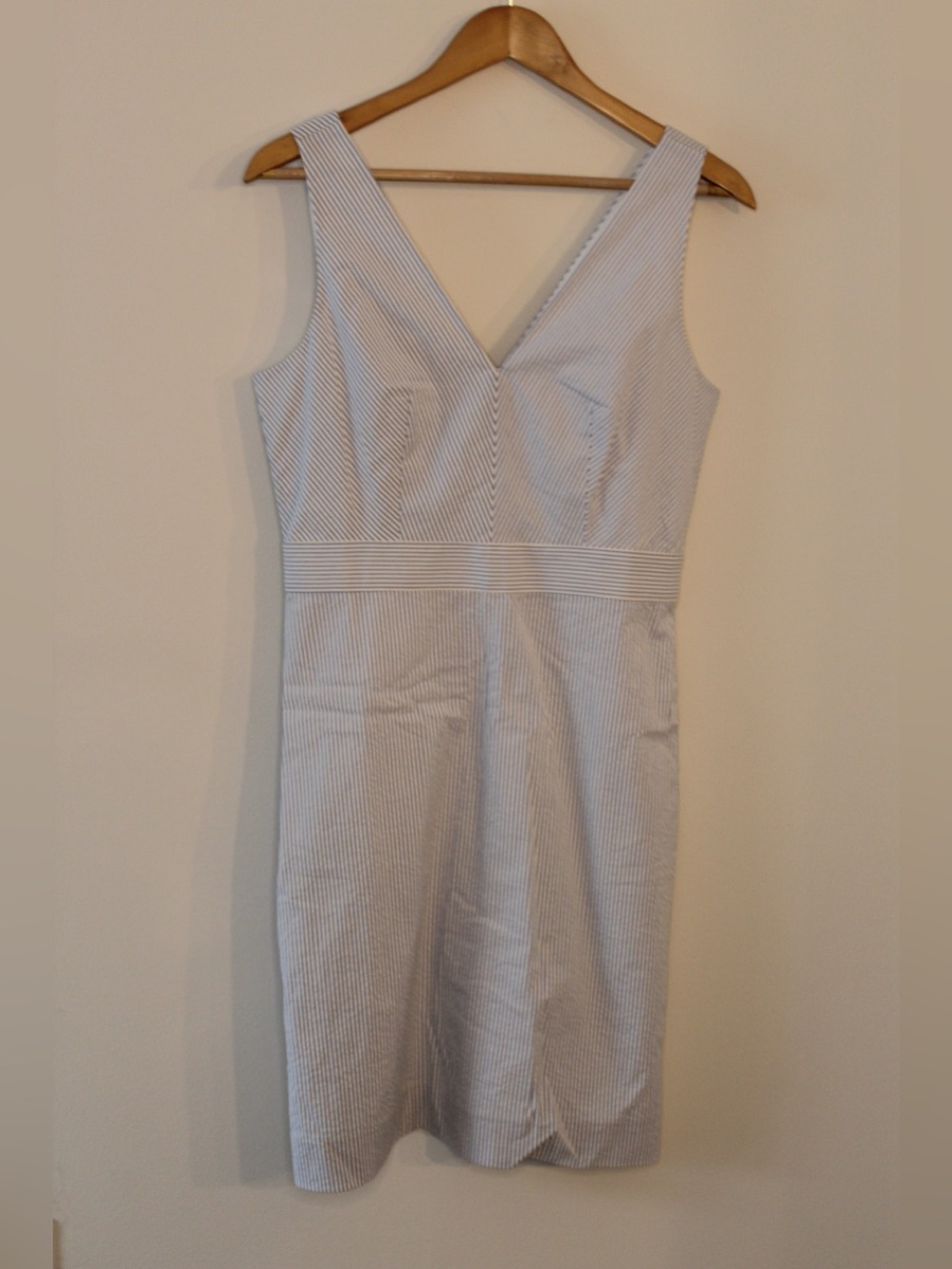 J. Crew Blue and White Striped Sleeveless Dress